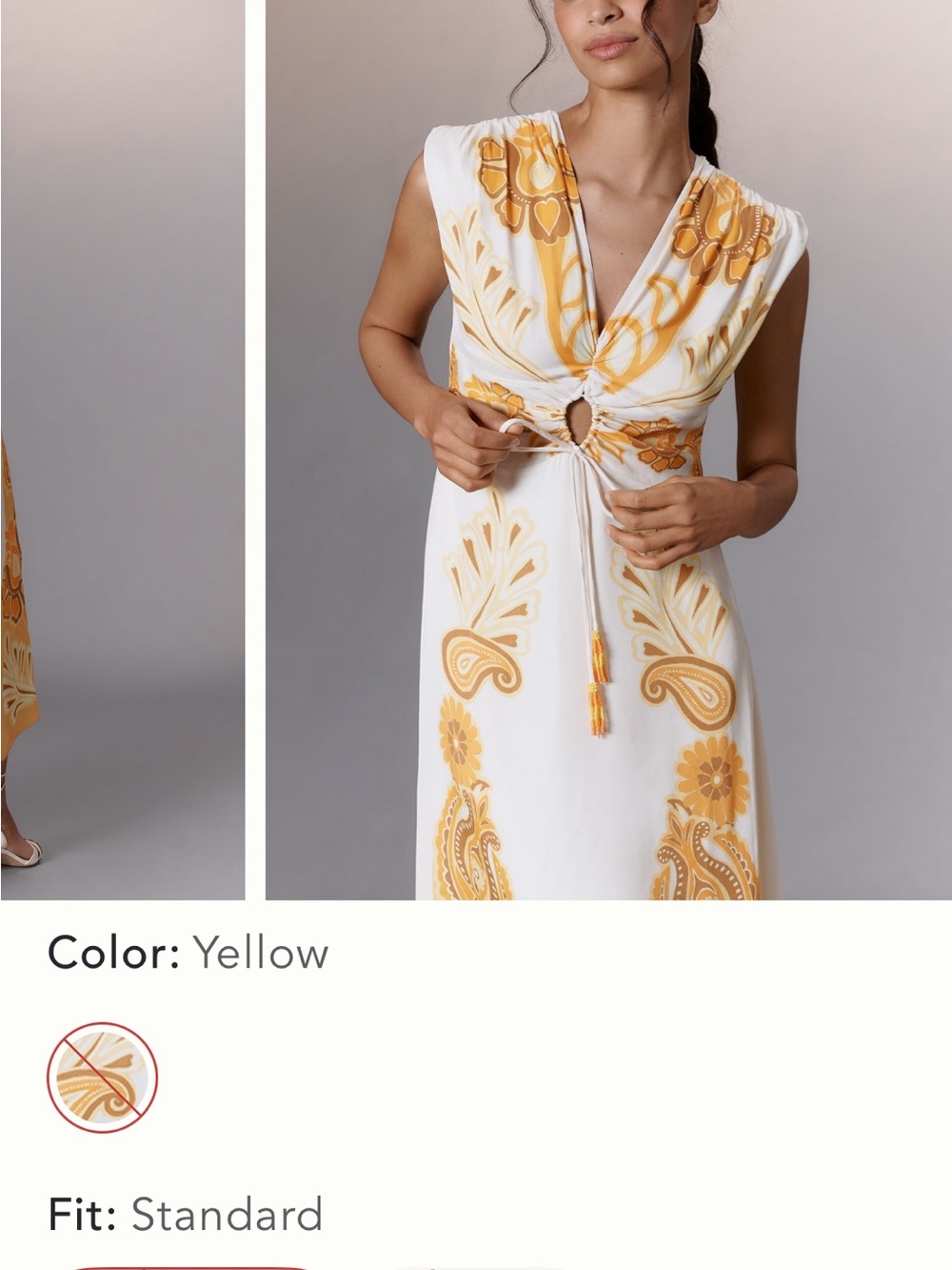 FARM Rio White and Yellow Paisley Tie-Front Maxi Dress NWT - Picture 4 of 6